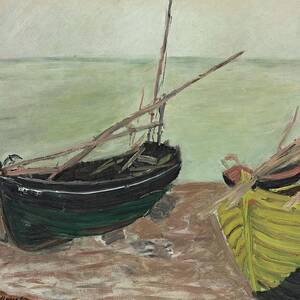 Etude De Bateaux Sur La Plage Detretat by Claude Monet
