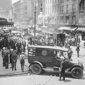 Fire Scene On The Street by Bettmann