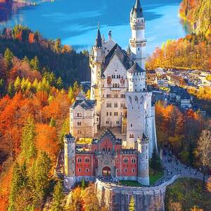 Germany, Bavaria, Swabia, Neuschwanstein Castle And Lake Alpsee by Olimpio Fantuz Germany, Bavaria, Swabia, Neuschwanstein Castle And Lake Alpsee by Olimpio Fantuz
