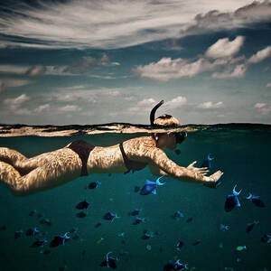 Girl Snorkelling In Indian Ocean by Rjw Girl Snorkelling In Indian Ocean by Rjw