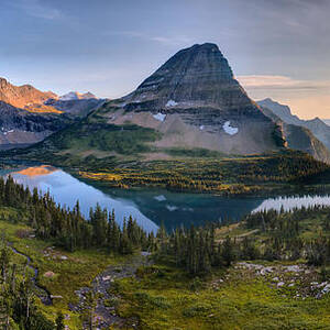 Glacier Hidden Lake Sunset Panorama by Adam Jewell Glacier Hidden Lake Sunset Panorama by Adam Jewell