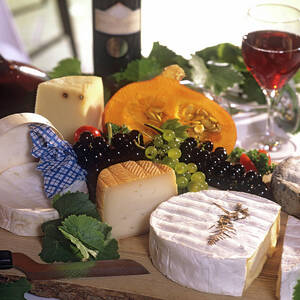 Gourmet Cheese Plate With Red Wine by Clu