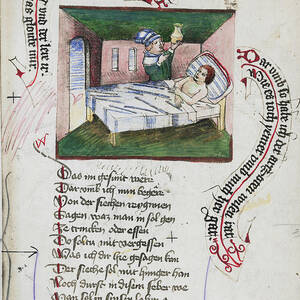 Illustration Of Doctor With Patient by Bettmann