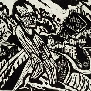 Mann In Landschaft by Hermann Scherer