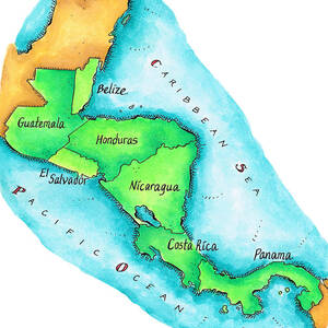 Map Of Central America by Jennifer Thermes
