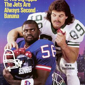 New York Giants Lawrence Taylor And New York Jets Mark Sports Illustrated Cover by Sports Illustrated