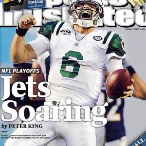 New York Jets Qb Mark Sanchez, 2010 Afc Divisional Playoffs Sports Illustrated Cover by Sports Illustrated