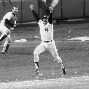 New York Yankees Chris Chambliss Jumps by New York Daily News Archive
