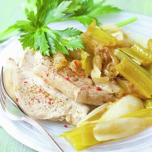 Pork With Celery And Spring Onions by Hilde M�che