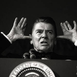 President Reagan Making Gesture by Bettmann