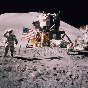 Salute The Moon by Hulton Archive