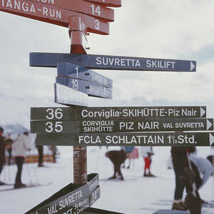Signpost In St. Moritz by Slim Aarons