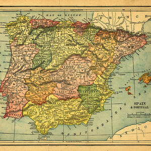 Spain & Portugal Vintage Map by Belterz Spain & Portugal Vintage Map by Belterz