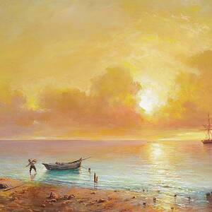 Sunset On The Black Sea Coast by Grigori Ivanovitch Kapustin