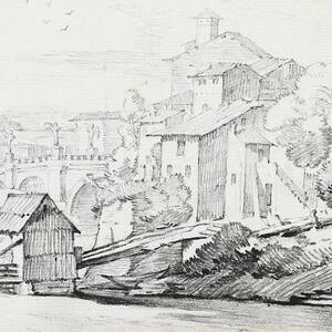 The Ponte Santangelo And Houses On The East Bank by Joseph-marie Vien