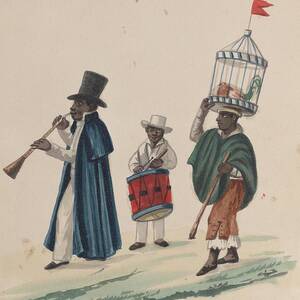 Two Musicians And A Man Carrying On His Head A Rooster by Francisco Fierro Two Musicians And A Man Carrying On His Head A Rooster by Francisco Fierro
