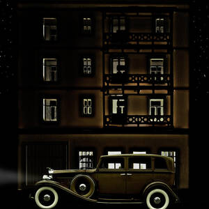 Vintage Car Outside Apartment Block At by Michael Duva Vintage Car Outside Apartment Block At by Michael Duva