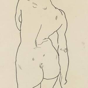 Weiblicher Ruckenakt by Egon Schiele