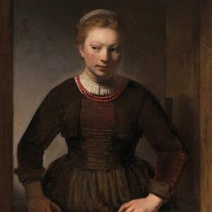 Young Woman At An Open Half-door by Rembrandt Van Rijn