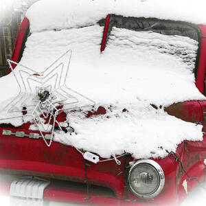 Vintage Red Truck in Winter_0215 by Linda Triplett