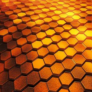 A honeycomb pattern of hexagons in yellow and orange by Andre Petrov