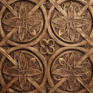 A symmetrical wood pattern of grains and knots in brown by Andre Petrov