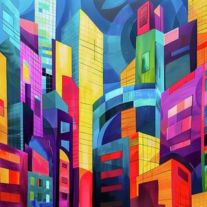 Abstract_cityscape_geometric_shapes_vibrant_urban_colors_No 2 by Andre Petrov Abstract_cityscape_geometric_shapes_vibrant_urban_colors_No 2 by Andre Petrov