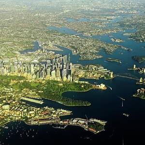 Aerial View downtown Sydney and Sydney Harbour by Steven Ralser Aerial View downtown Sydney and Sydney Harbour by Steven Ralser