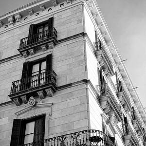 Barcelona Eixample Architecture Print - Symmetrical Corner Building - BW Fine Art Wall Art by Travel Essayist