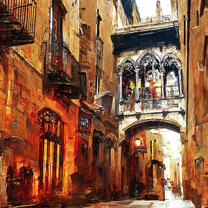 Barcelona, the Gothic Quarter - 01 by AM FineArtPrints