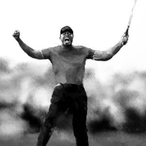 Celebration of Tiger Woods in black and white by Gradify Creations