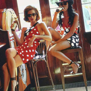 Christy Turlington and Naomi Campbell in Geoffrey Beene Dresses by Arthur Elgort