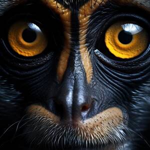 Curious Whispers - A Captivating Monkey Closeup by Land of Dreams