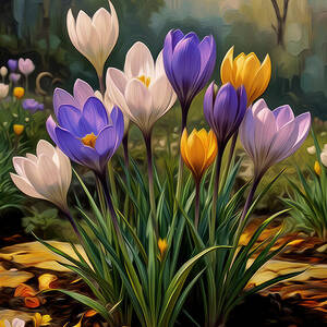 Crocus Flower Oil Painting by Nature Oil Painting