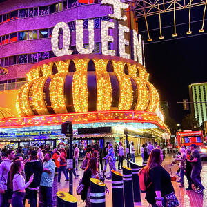 Crowd in Front of Four Queens Casino on Fremont Street in Downtown Las Vegas by FeelingVegas Wall Art and Prints