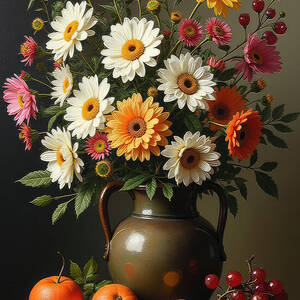 Daisy Wall Art Vintage Floral Still Life by Nature Oil Painting Daisy Wall Art Vintage Floral Still Life by Nature Oil Painting