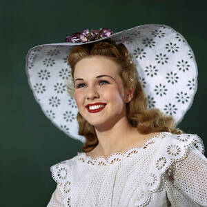 Deanna Durbin Beautiful Vintage Hat Smile Blonde Retro Fashion Portrait 1945 by Silver Screen
