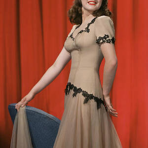Deanna Durbin Gorgeous Vintage Lace Dress Curtain Pose 1944 by Silver Screen