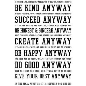 Do It Anyway - Mother Teresa Poem - Literature - Typewriter Print 3 by Studio Grafiikka