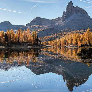 Early Morning at Lake Federa, Dolomites, Italy by Elvira Peretsman