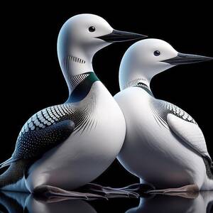 Elegant White Loon Pair by David Manlove