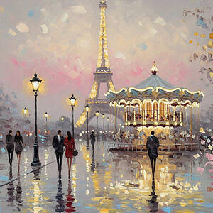 Evening Stroll by Carousel by The Luxury Art Collection
