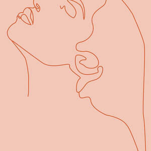 Face 11 - Abstract Minimal Line Art Portrait of a Girl - Single Stroke Portrait - Terracotta, Brown by Studio Grafiikka