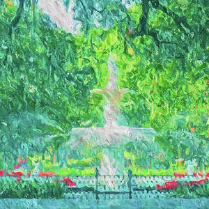 Forsyth Fountain Painting by Dan Sproul