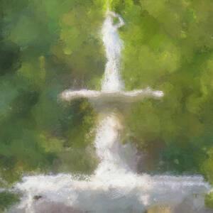Forsyth Fountain Savannah Impressionism Painting by Dan Sproul