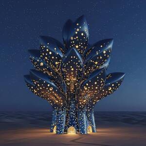 Futuristic Structure Under Starry Sky by David Manlove