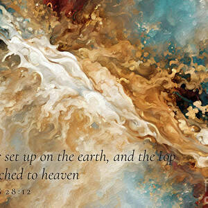 Genesis 28 12 Bible Verse Wall Art, Jacob's Ladder To Heaven by Mark Lawrence