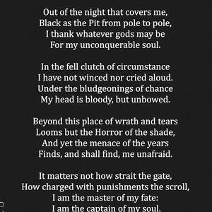Invictus Poem Black And White by Dan Sproul