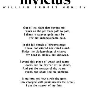 Invictus, William Ernest Henley - Typography Print 01 by Studio Grafiikka