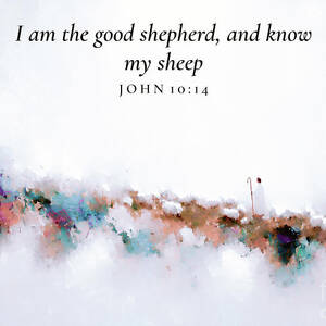 John 10 14 Bible Verse Wall Art, I Am The Good Shepherd by Mark Lawrence